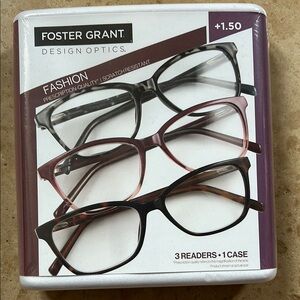 Foster Grant Women's Fashion Reading Glasses Set - Black, Pink, Brown - +1.50